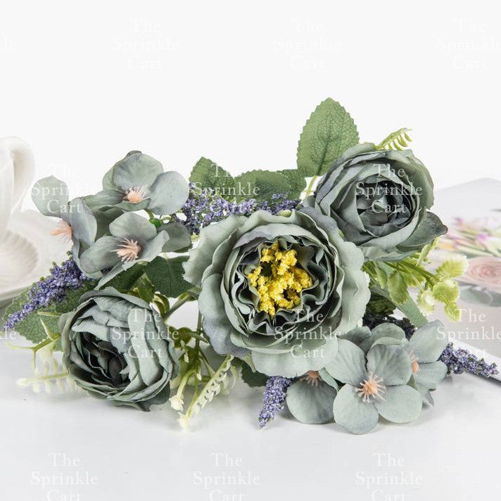 Rustic Bouquet Silk Peony Artificial Flowers Wedding Decoration Cake Decoration TSC