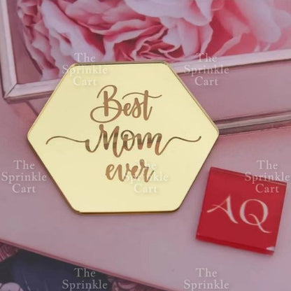 5pcs Acrylic Cupcake Topper Happy Birthday Merry CMAS Mother’s Day Round Cake Decoration