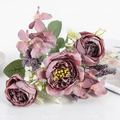 Rustic Bouquet Silk Peony Artificial Flowers Wedding Decoration Cake Decoration TSC