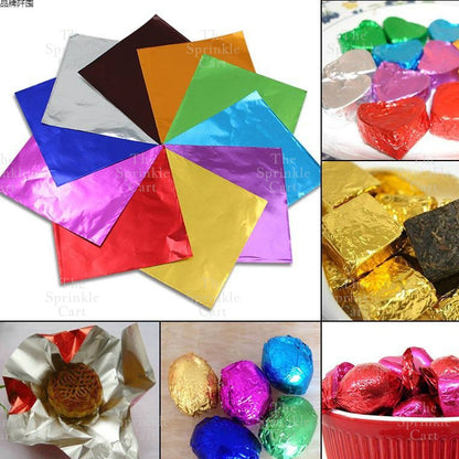 100pcs Chocolate Wrapper Multi-Color Aluminum Foil Candy Sweets Square Packaging TSC