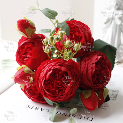 Rustic Bouquet Silk Peony Artificial Flowers Wedding Decoration Cake Decoration TSC