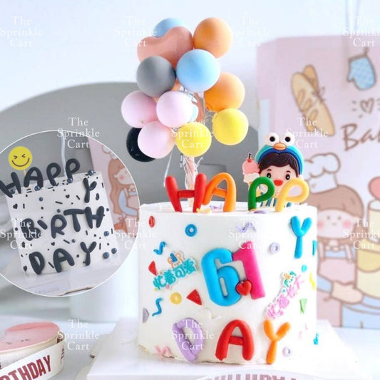 Colorful Happy Birthday Balls Cake Topper for Children Birthday Party Decoration Polymer