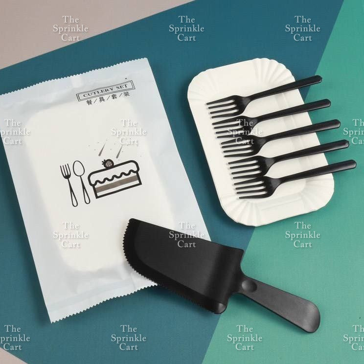 Birthday Cake Cutlery Disposable Spatula and Fork w/ Paper Plates Party Supplies Tableware TCS