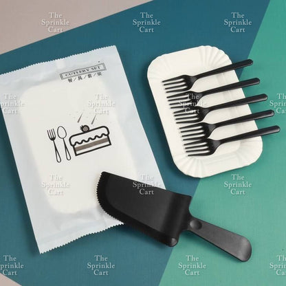 Birthday Cake Cutlery Disposable Spatula and Fork w/ Paper Plates Party Supplies Tableware TCS