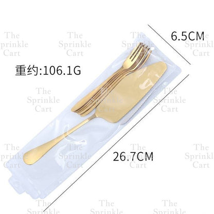 Golden Stainless Dessert Cake Knife Cake Shovel Spatula Flatware Tableware Pizza Pie Server TSC