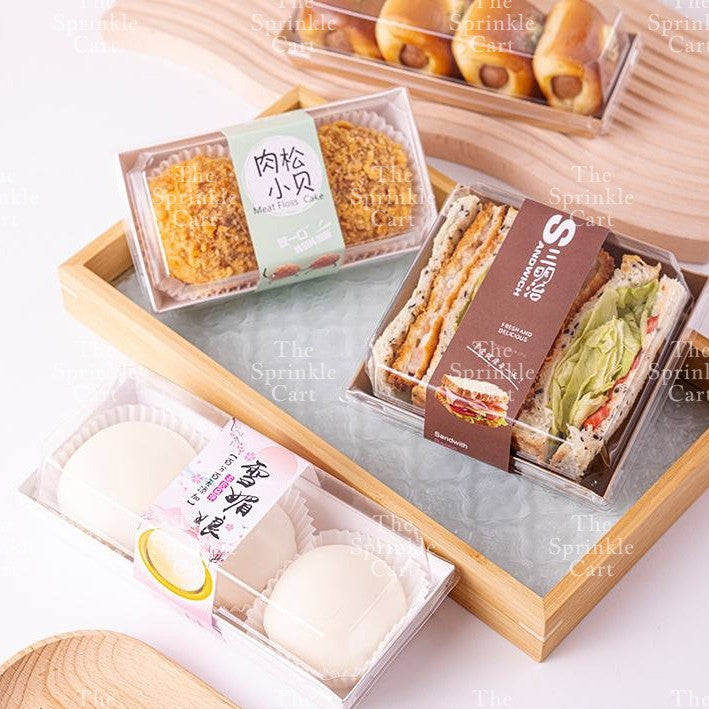 10pcs Disposable Kraft Dessert Box Packaging Square Rectangle Take Out Meal Cake Box Clear Lid TSC