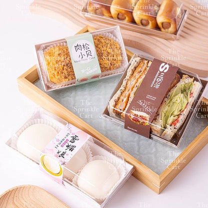 10pcs Disposable Kraft Dessert Box Packaging Square Rectangle Take Out Meal Cake Box Clear Lid TSC