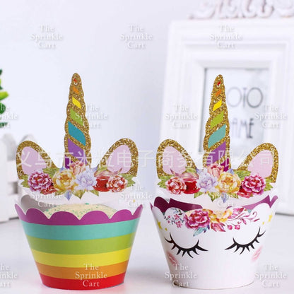 Unicorn Themed Cake Topper Birthday Decoration Happy Birthday Unicorn Horn Cupcake Set