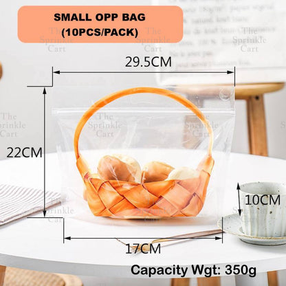 10pcs Bread Bag with Window & Basket Design Self Sealing Tie Toast Bread Pastry Packaging Bag