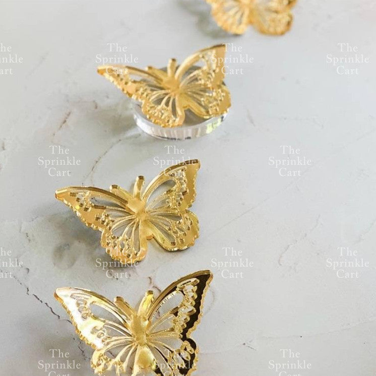 10pcs Acrylic Butterfly Cake Topper For Home Birthday Party Decorating Supplies