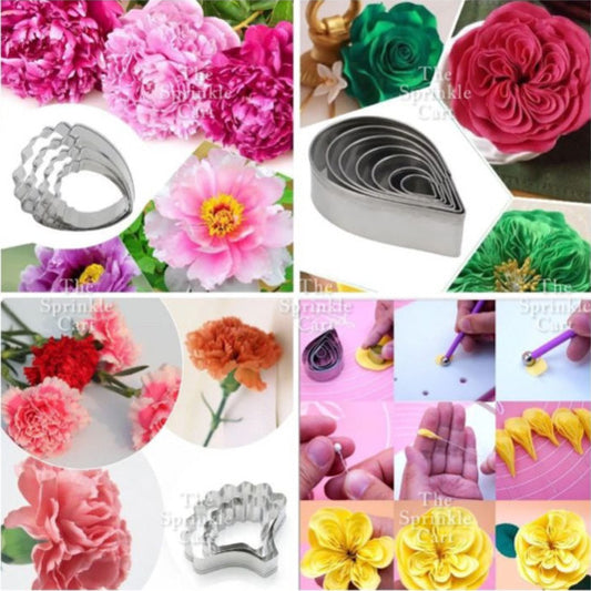 Stainless Steel Chrysanthemum/Rose Petal and Carnation Flower Fondant Cake Cutter Mould TSC