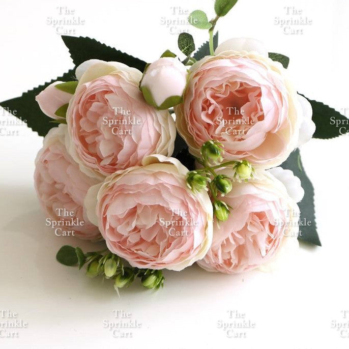 Rustic Bouquet Silk Peony Artificial Flowers Wedding Decoration Cake Decoration TSC