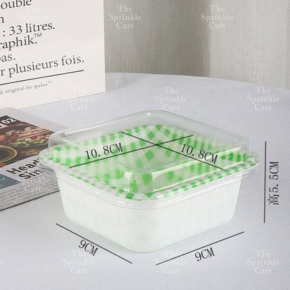 10pcs Retro Checkered Square Rectangle Cake Box / Cute Korean Bento Box Aesthetic Bento Box