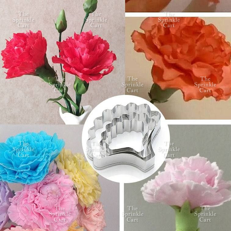 Stainless Steel Chrysanthemum/Rose Petal and Carnation Flower Fondant Cake Cutter Mould TSC