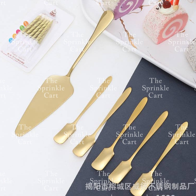Golden Stainless Dessert Cake Knife Cake Shovel Spatula Flatware Tableware Pizza Pie Server TSC