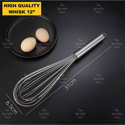 High Quality Stainless Steel Egg Whisk Non-Slip Manual Egg Beater Kitchen Mixing Tools