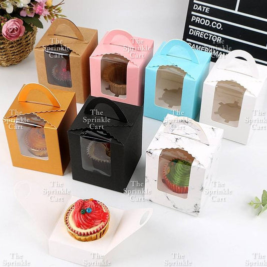 10pcs Solo Cupcake & Cookies Box Muffin Box w/ Holder Single Pastry Box TSC