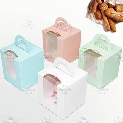 10pcs Solo Cupcake & Cookies Box Muffin Box w/ Holder Single Pastry Box TSC
