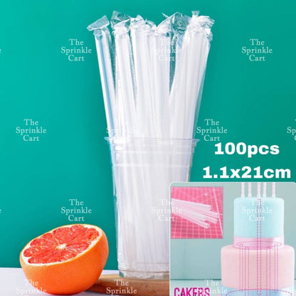 Wooden Cake Dowel Bamboo Support Individually Wrapped Boba Plastic Straw TSC