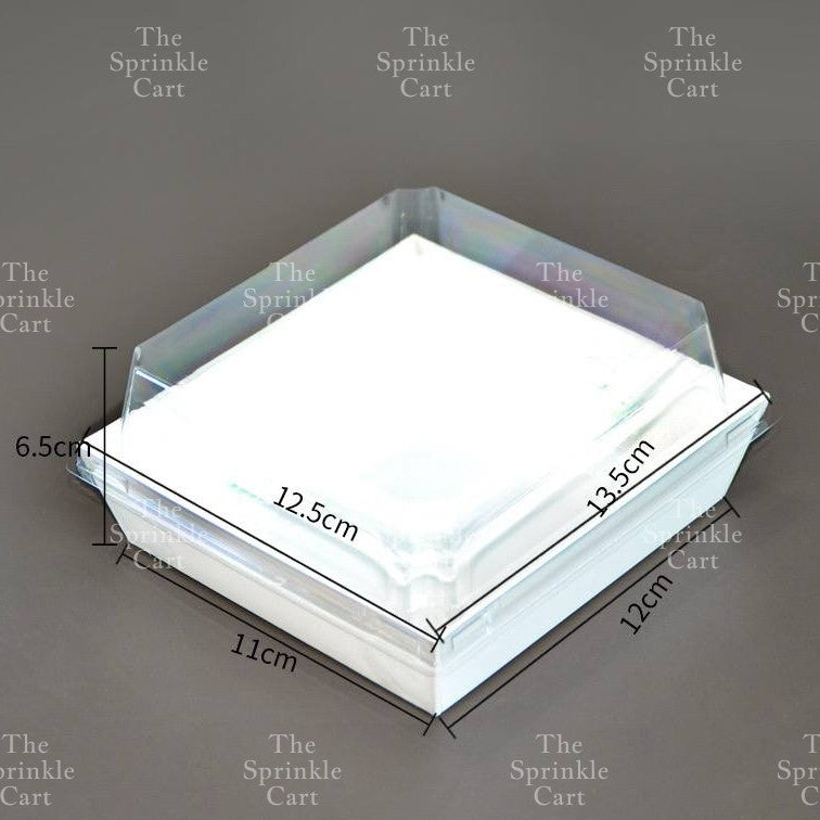 10pcs Disposable Kraft Dessert Box Packaging Square Rectangle Take Out Meal Cake Box Clear Lid TSC