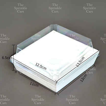 10pcs Disposable Kraft Dessert Box Packaging Square Rectangle Take Out Meal Cake Box Clear Lid TSC