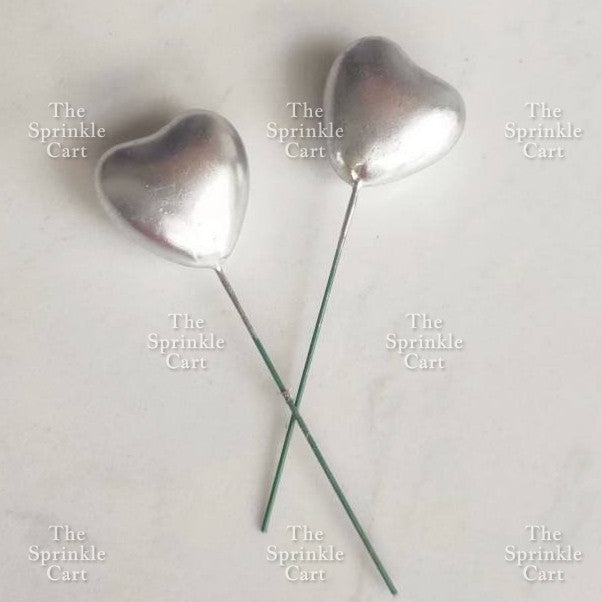 Metallic Heart Shape Cake Topper Gold Red Blue Pink & Silver Birthday Wedding Party Decoration