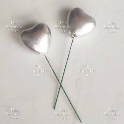 Metallic Heart Shape Cake Topper Gold Red Blue Pink & Silver Birthday Wedding Party Decoration