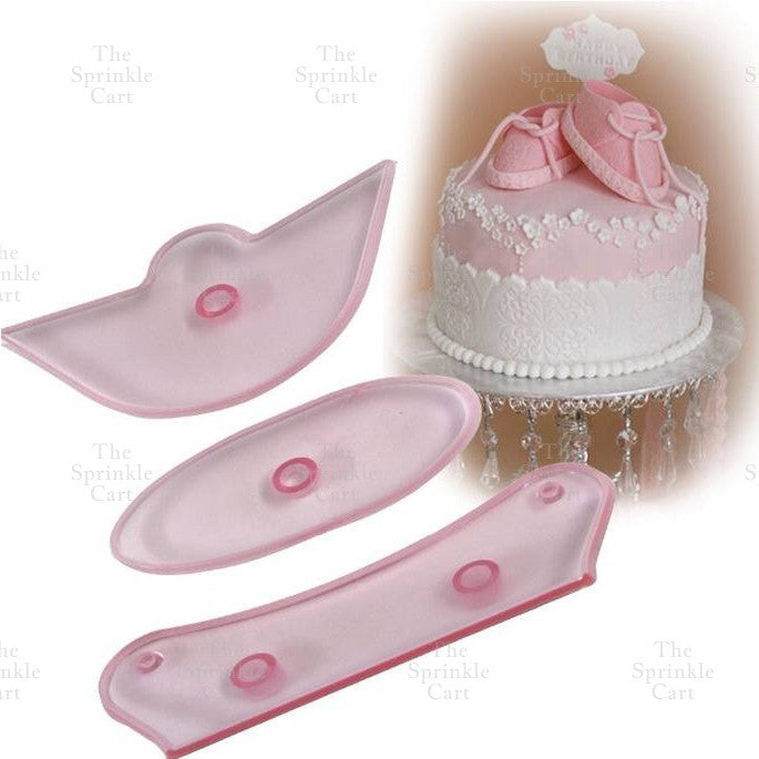 3pcs Set Baby Shoe  Molder DIY Fondant Crafting Cake For Birthday Christening Occasion