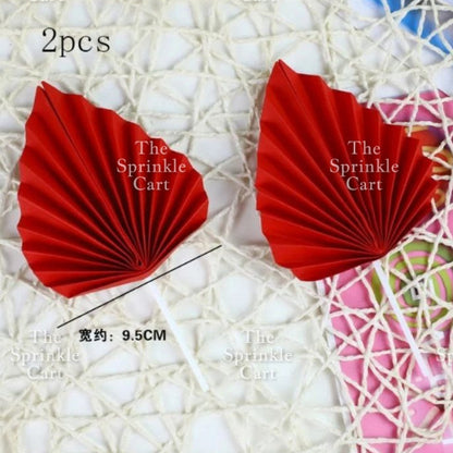 Leaf Fan Cake Toppers Paper Folding Butterfly Paper Topper Mini Paper Fan Round Cake Decoration