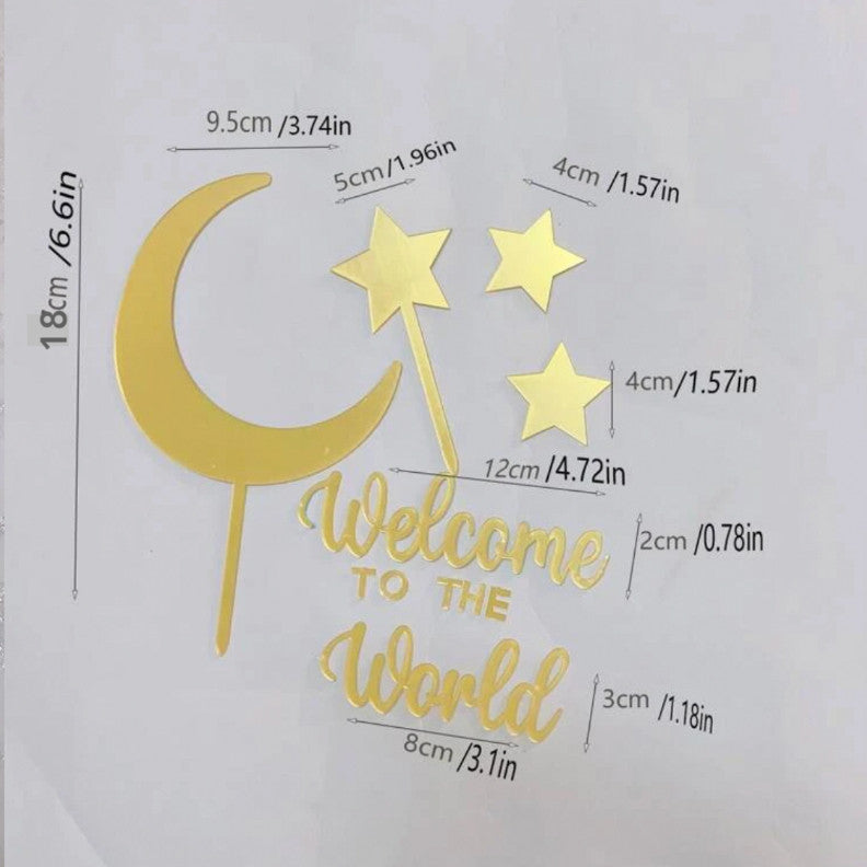 Angel Cake Topper Happy Christening Baptism Moon Baby Wings Cake Topper Decoration Baby Theme