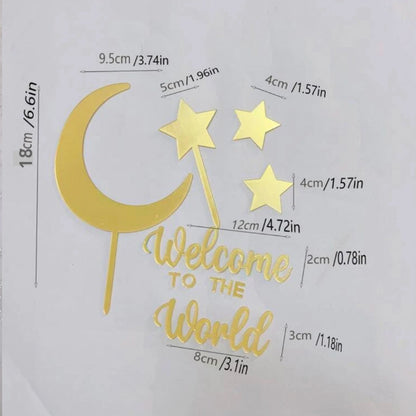 Angel Cake Topper Happy Christening Baptism Moon Baby Wings Cake Topper Decoration Baby Theme