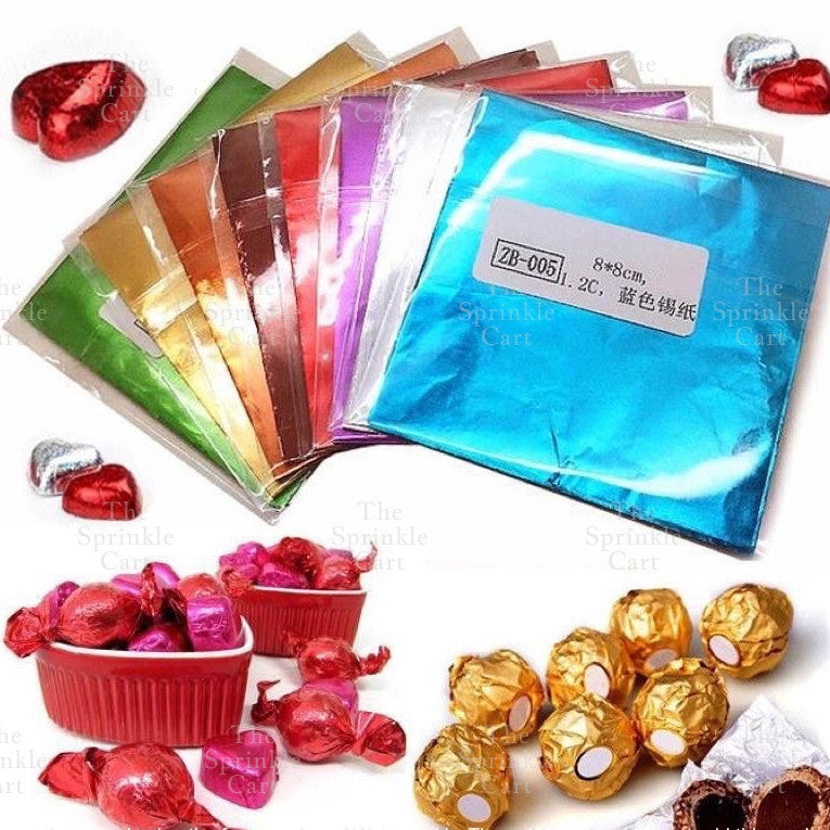 100pcs Chocolate Wrapper Multi-Color Aluminum Foil Candy Sweets Square Packaging TSC