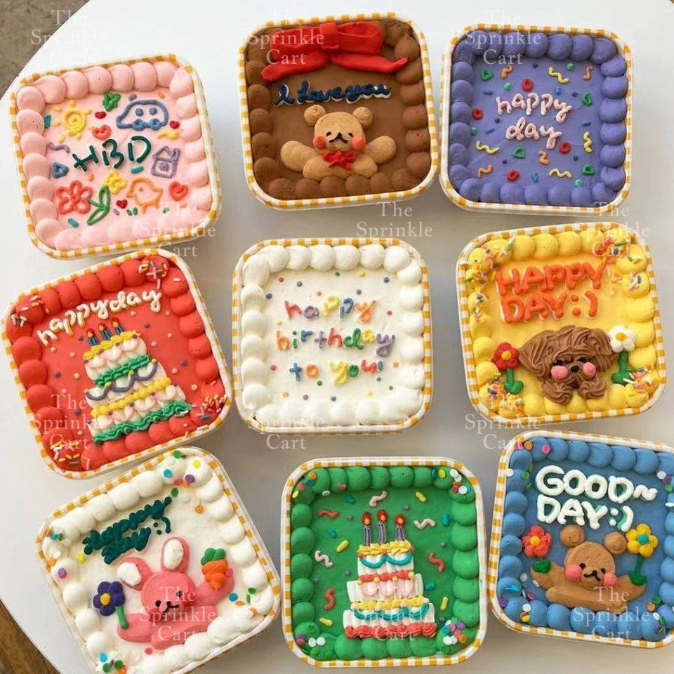 10pcs Retro Checkered Square Rectangle Cake Box / Cute Korean Bento Box Aesthetic Bento Box