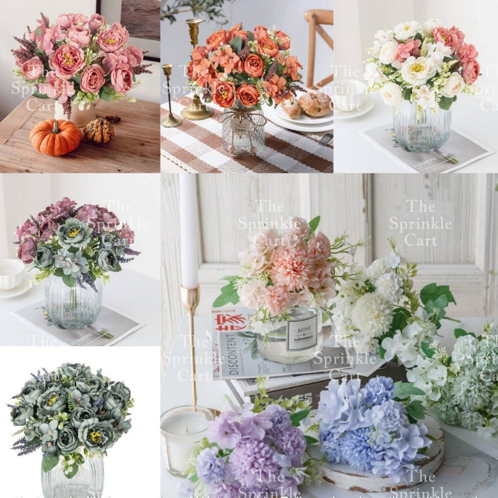 Rustic Bouquet Silk Peony Artificial Flowers Wedding Decoration Cake Decoration TSC