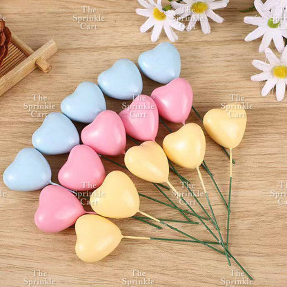 Metallic Heart Shape Cake Topper Gold Red Blue Pink & Silver Birthday Wedding Party Decoration