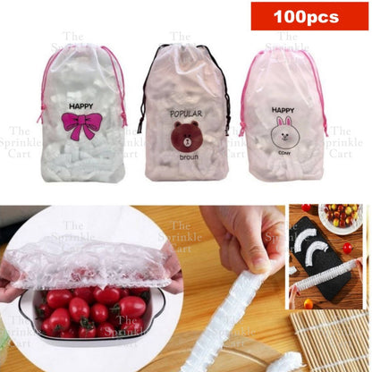 Disposable Elastic Fresh-Keeping Plastic Food Cover Service Cling Wrap Transparent Zip Pouch TSC