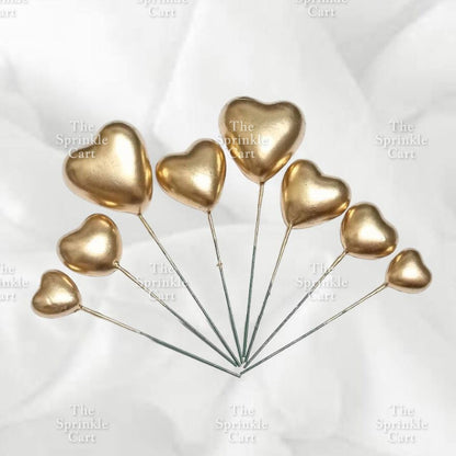 Metallic Heart Shape Cake Topper Gold Red Blue Pink & Silver Birthday Wedding Party Decoration
