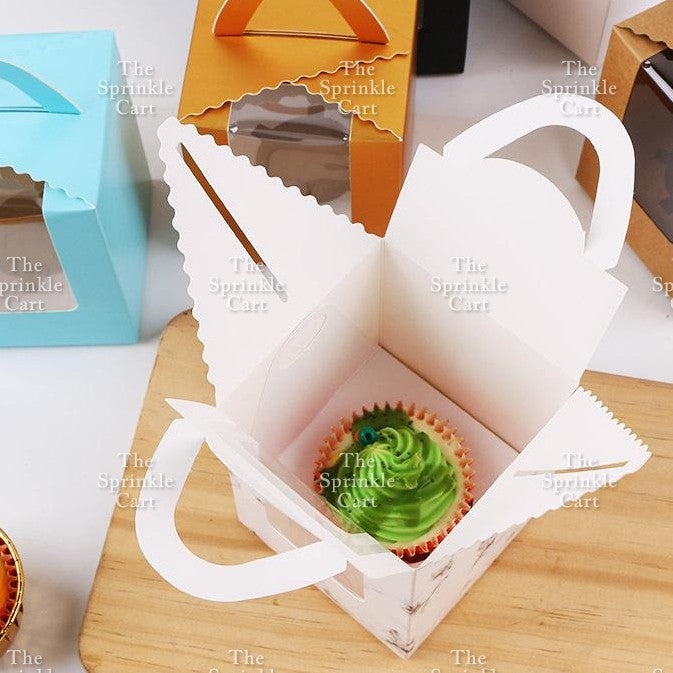 10pcs Solo Cupcake & Cookies Box Muffin Box w/ Holder Single Pastry Box TSC