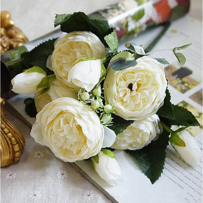 Rustic Bouquet Silk Peony Artificial Flowers Wedding Decoration Cake Decoration TSC