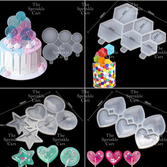 Semi-Transparent Silicone Lollipop Mold Multi-purpose Candy Cake Topper Baking Mould Decoration