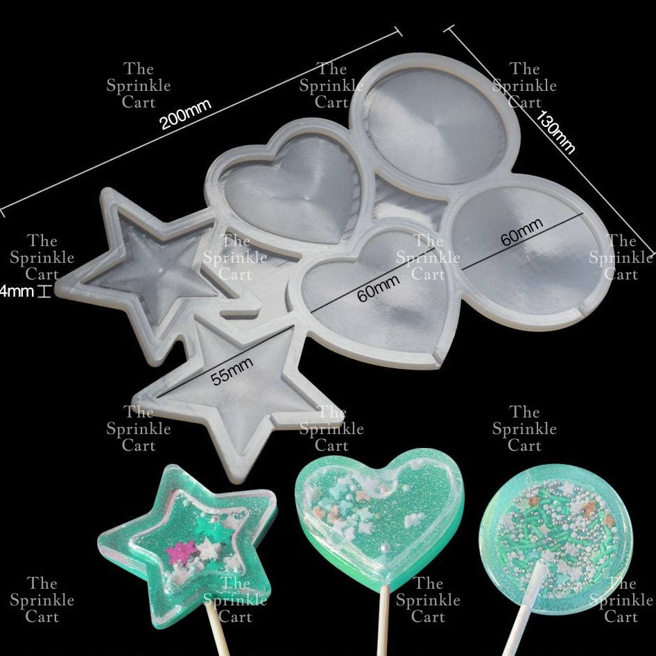 Semi-Transparent Silicone Lollipop Mold Multi-purpose Candy Cake Topper Baking Mould Decoration