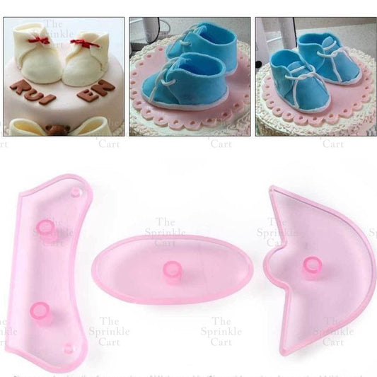 3pcs Set Baby Shoe  Molder DIY Fondant Crafting Cake For Birthday Christening Occasion