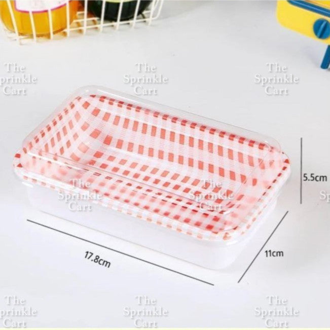 10pcs Retro Checkered Square Rectangle Cake Box / Cute Korean Bento Box Aesthetic Bento Box