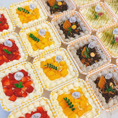 10pcs Retro Checkered Square Rectangle Cake Box / Cute Korean Bento Box Aesthetic Bento Box
