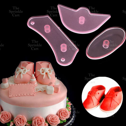 3pcs Set Baby Shoe  Molder DIY Fondant Crafting Cake For Birthday Christening Occasion
