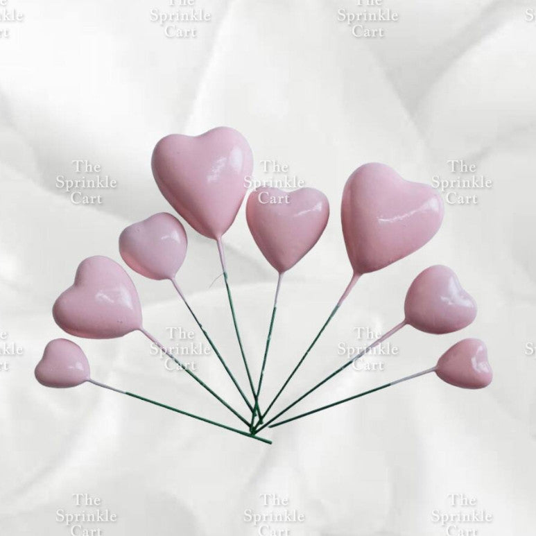 Metallic Heart Shape Cake Topper Gold Red Blue Pink & Silver Birthday Wedding Party Decoration