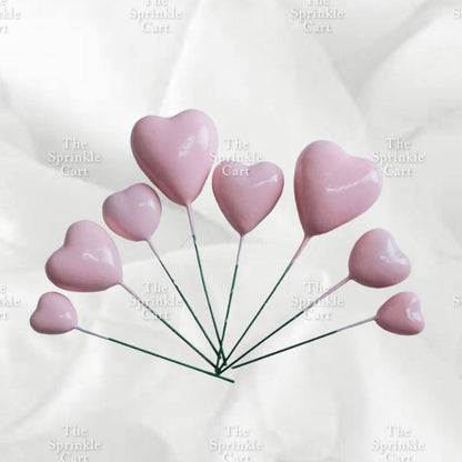 Metallic Heart Shape Cake Topper Gold Red Blue Pink & Silver Birthday Wedding Party Decoration
