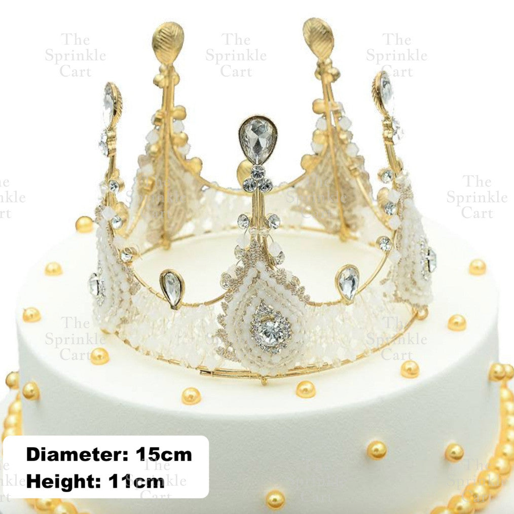 Crown Cake Topper/ Decor Shiny Gold Silver Pearl Birthday Princes