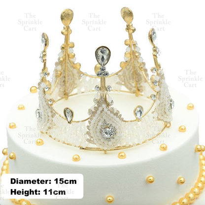 Crown Cake Topper/ Decor Shiny Gold Silver Pearl Birthday Princes