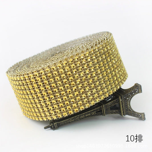 10yards Rhinestone Mesh Diamond Mesh Bling for Cake Decor Ribbon Gold Silver